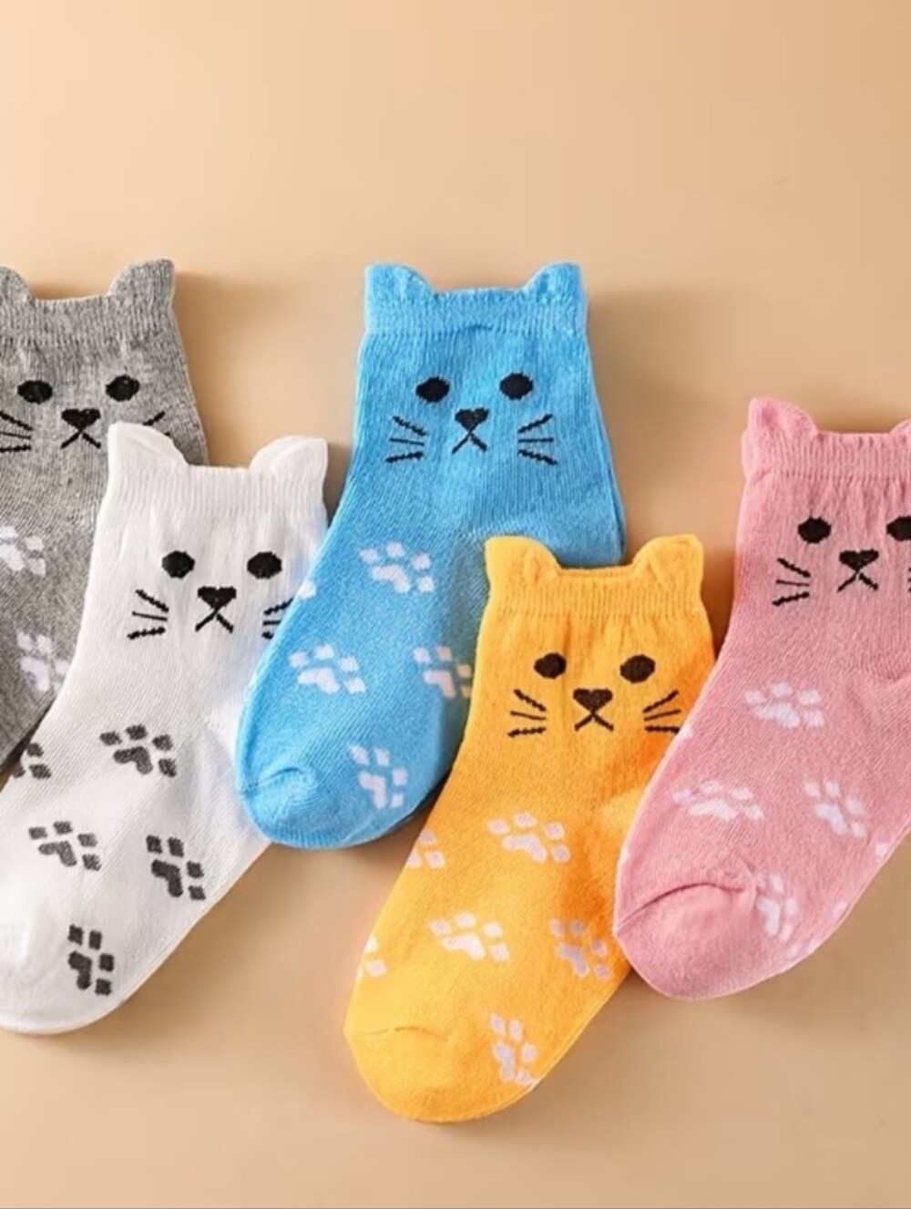 5 Pr Kitty Socks Size 6-8 Girls
